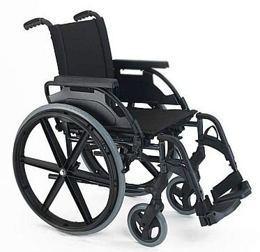 Lightweight foldable manual wheelchair with padded seat and armrests, ideal for short or long-term use in Tenerife.